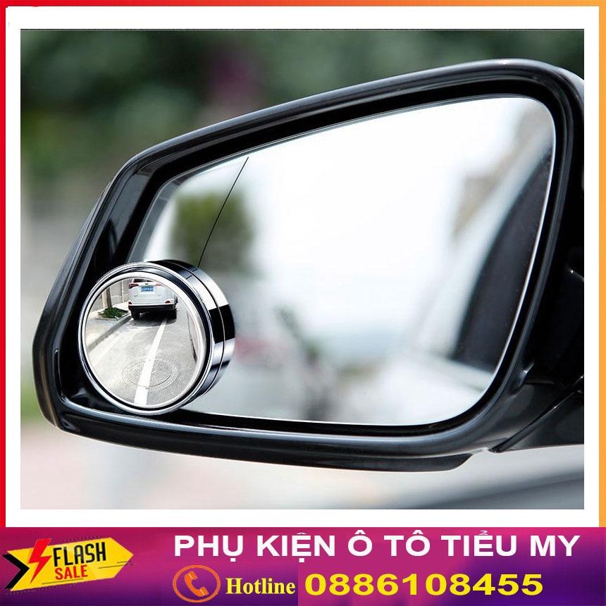 2 Gương cầu lồi gắn kính hậu ô tô xoay 360 độ xóa điểm mù loại có viền