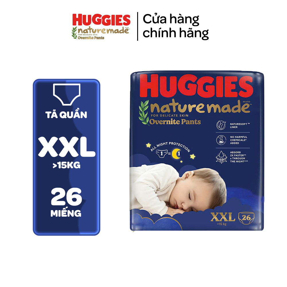Tã quần Huggies Naturemade ban đêm M58/L44/XL38/XXL26