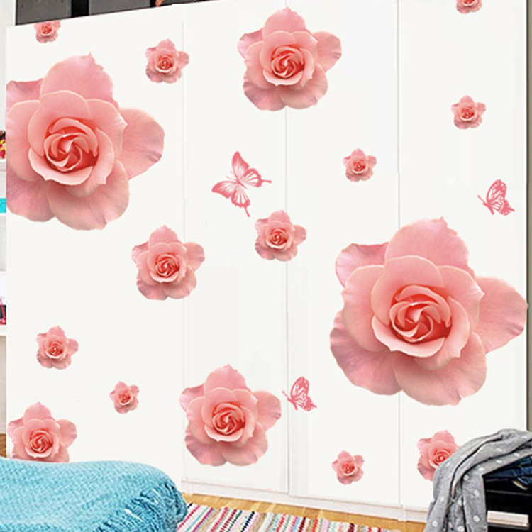 Decal dán tường pink rose