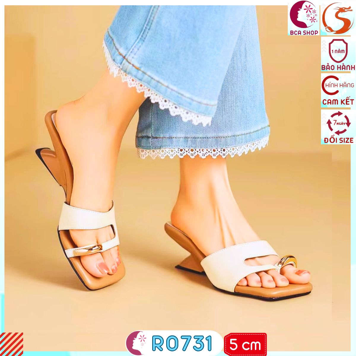 [THANH LỊCH - TRẺ TRUNG] Thiết Kế Dép Guốc Đế Xuồng Xỏ Ngón Cao Gót 5p RO731 ROSATA Đi Làm - Đi Chơi Đều Thoải