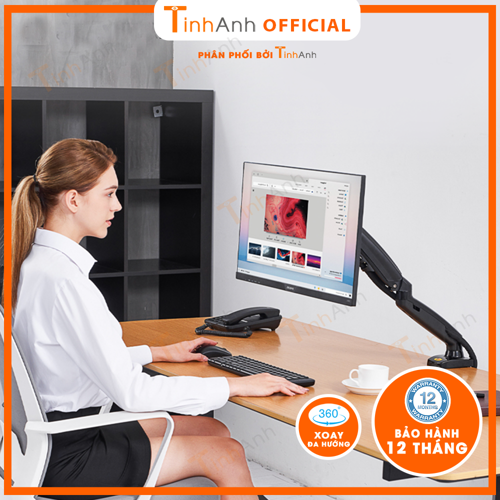 Arm màn hình - Giá treo màn hình máy tính NB F80 17 - 30 inch Tay nâng màn hình  Xoay 360 độ Tải trọng 9Kg 2021 - Hàng Chính Hãng