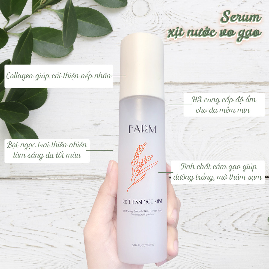 Xịt Khoáng Serum Nước Vo Gạo Farm Rice Essence Mist