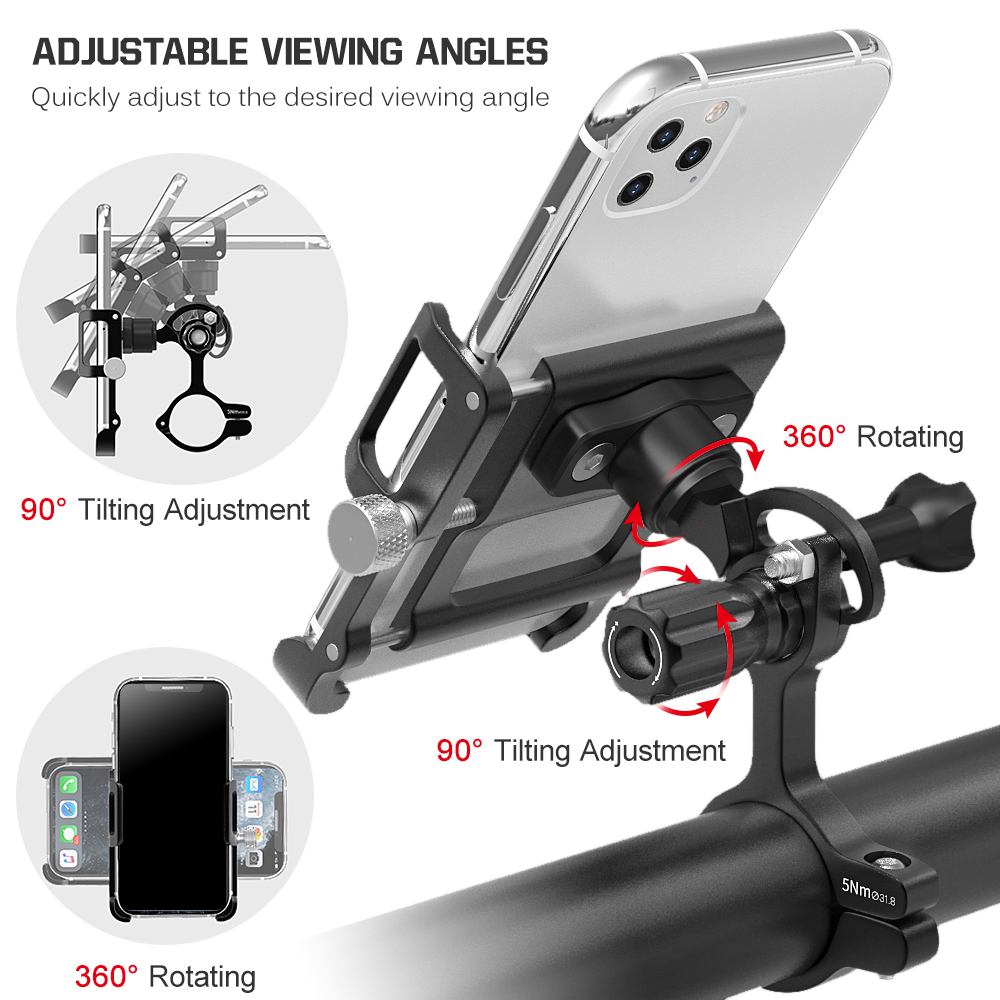 Giá đỡ điện thoại xe đạp bằng hợp kim nhôm, có thể xoay 360 độ