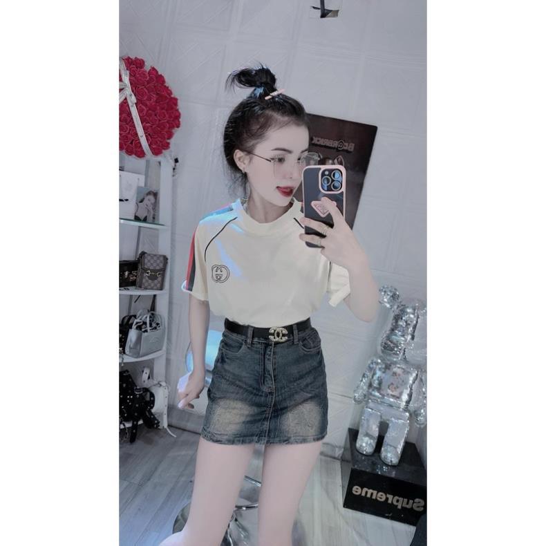 Áo Phông Unisex Tay Lỡ Logo CG Ngực Viền Tay Form Rộng Chất Cotton Khô Thoáng Mát