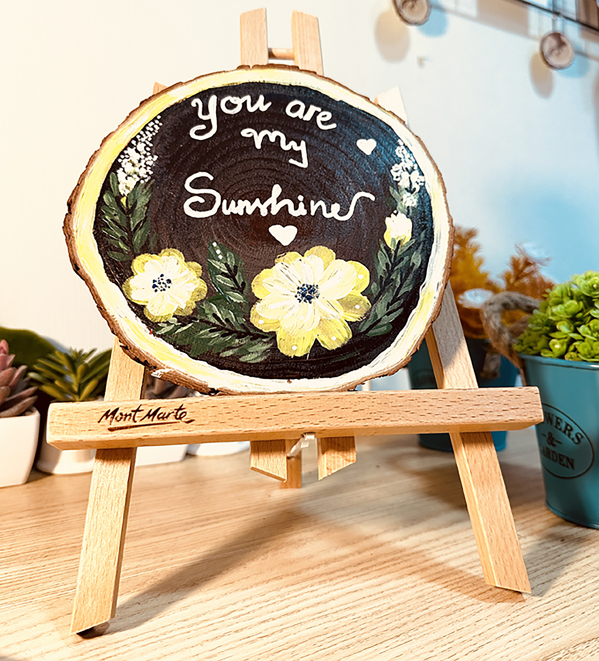 Tranh Vẽ Tay Trên Gỗ Thông You Are My Sunshine – Decor Handmade Độc Bản