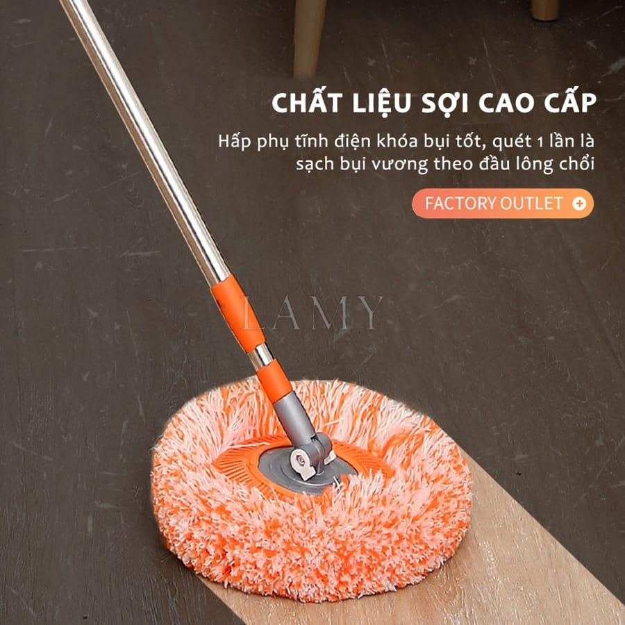 Chổi Lau Trần Nhà, Cây Quét Trần Nhà Hình Hoa Hướng Dương Đa Năng Xoay 180 Độ Cán Inox Dài 180cm