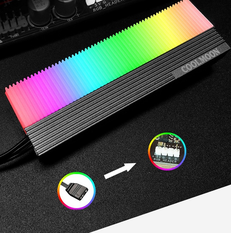 Tản Nhiệt  Led RGB Coolmoon CM-M73S cho ổ cứng SSD M2 2280 - hàngnhập khẩu
