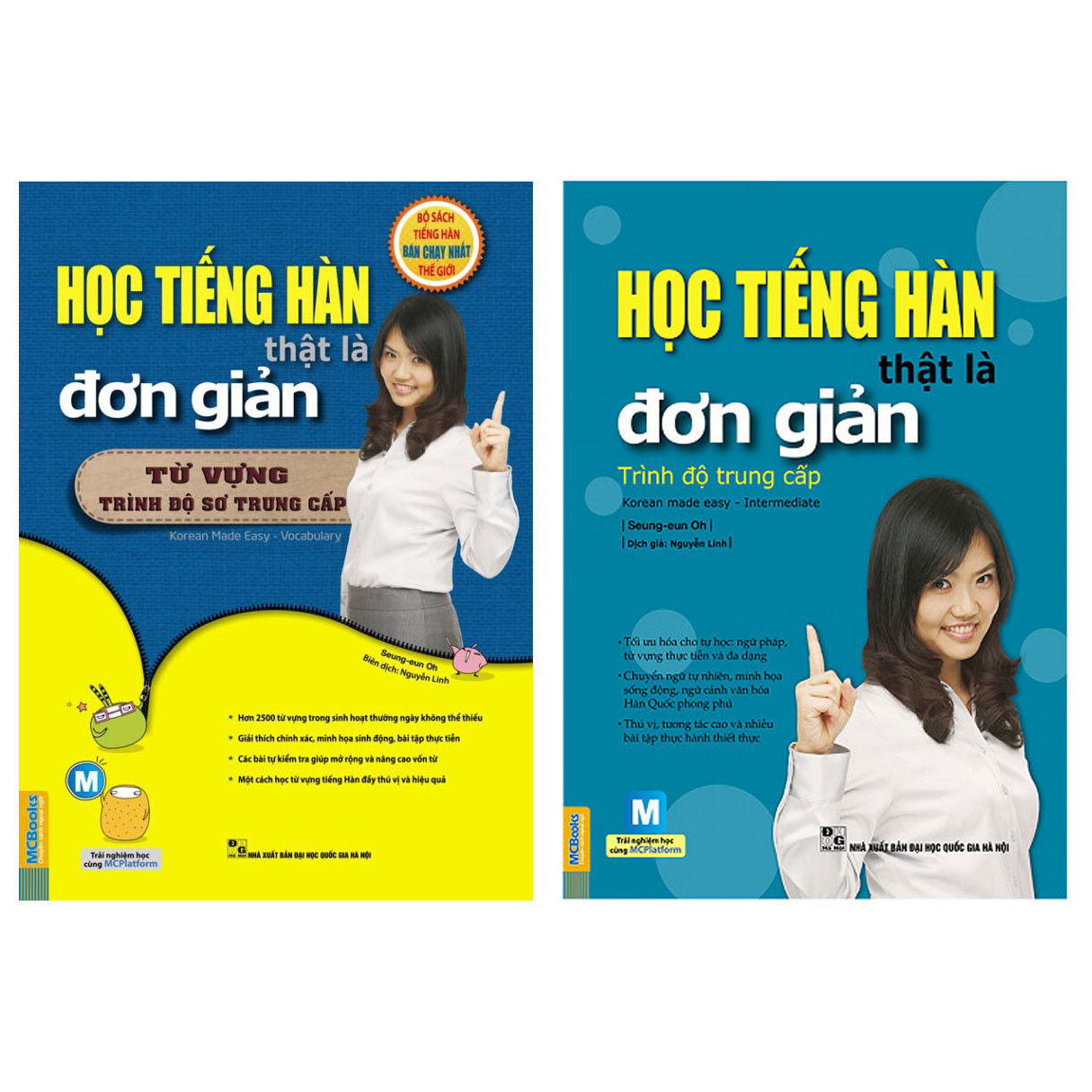 Combo Học tiếng Hàn thật là đơn giản trung cấp và từ vựng (Tặng Bookmark Tùy chọn)