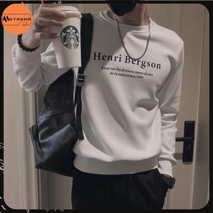 Áo thu đông nam tay dài, Áo nỉ nam cổ tròn cao cấp hot trend in Henri Bergon mã NZ362