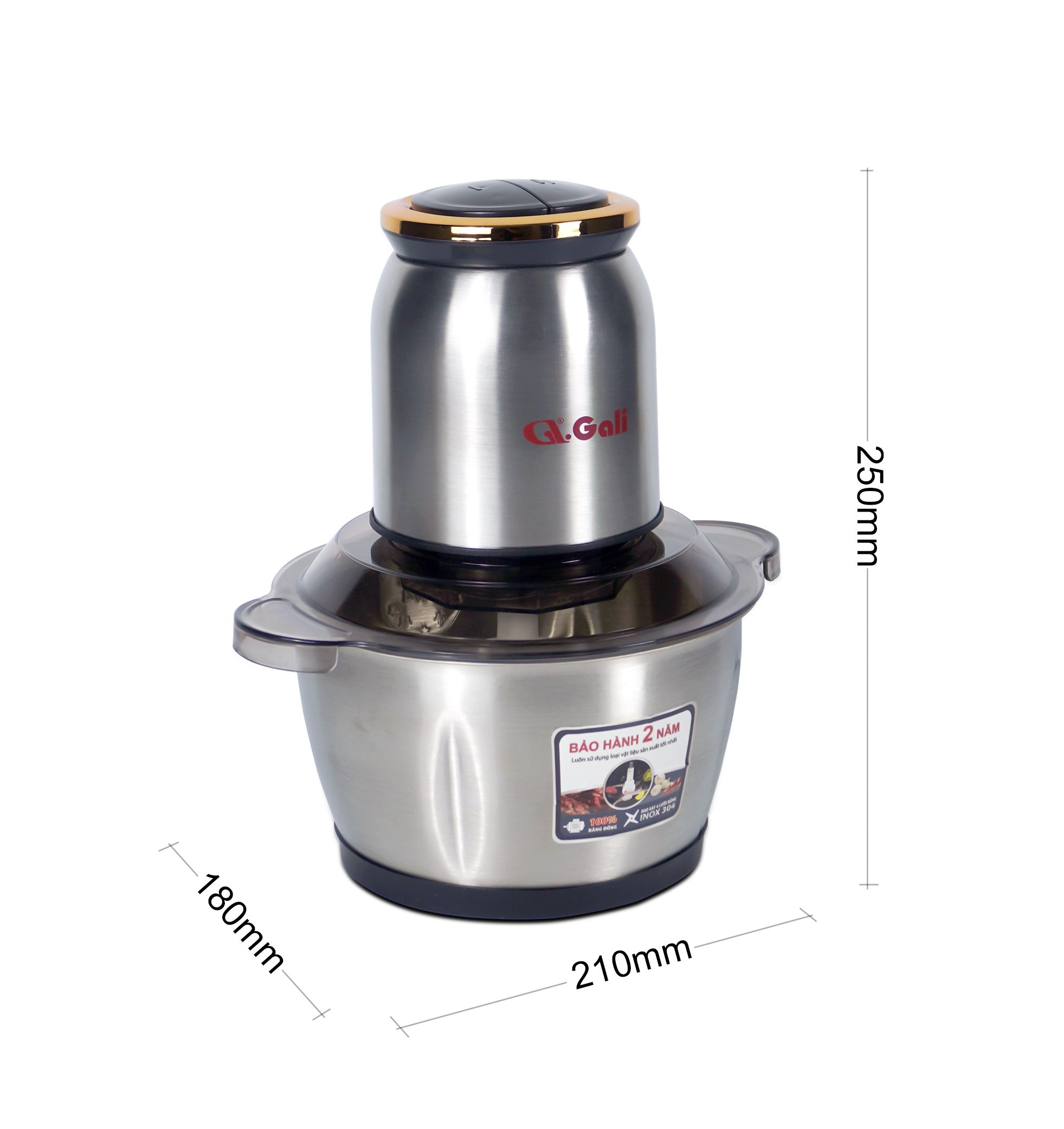 Máy xay thịt Gali GL-1920P Dung tích 2 Lít, Motor 100% bằng đồng, có 2 tốc độ xay. Hàng chính hãng chất lượng cao, bảo hành 24 tháng