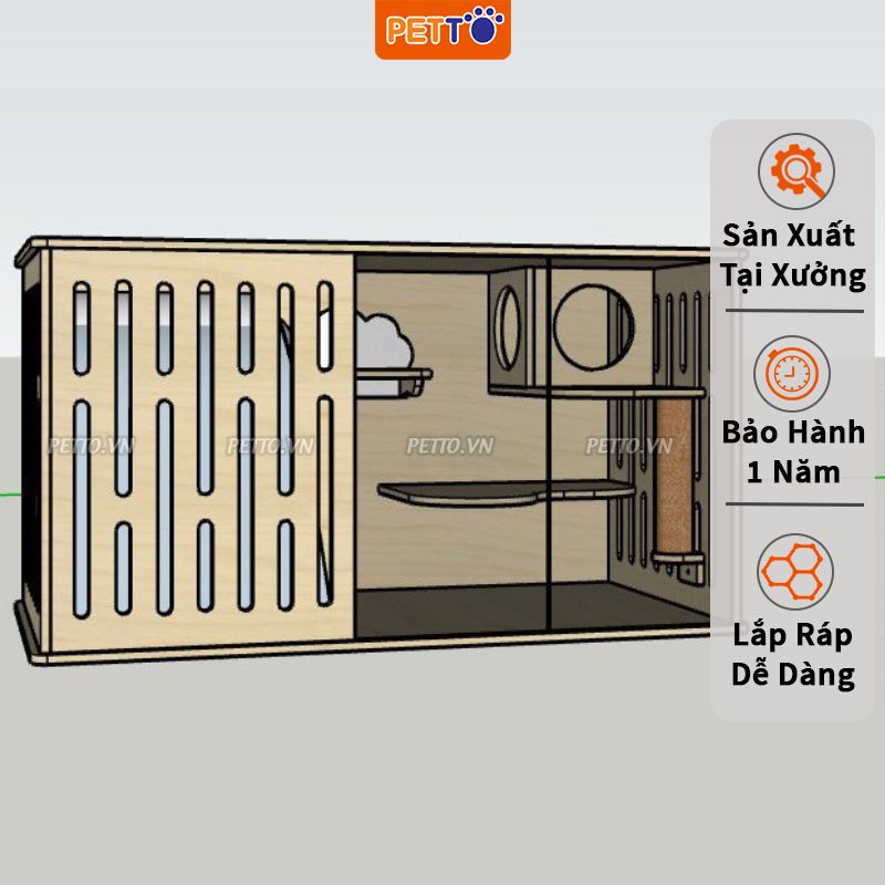 Tủ nuôi mèo nhà mèo dài 150cm rộng rãi, đầy đủ TIỆN NGHI giải pháp tốt cho mọi bé mèo BẢO HÀNH 1 NĂM CC030