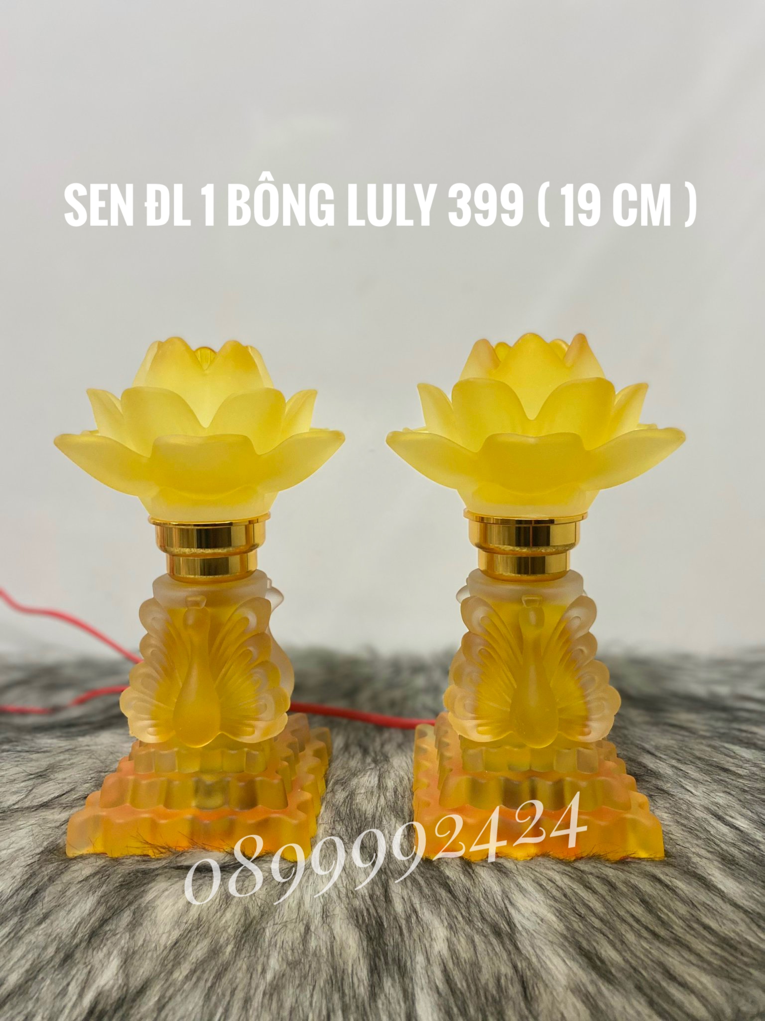 ĐÈN THỜ PHA LÊ CAO CẤP LƯU LY 399 (19cm) 1 CẶP