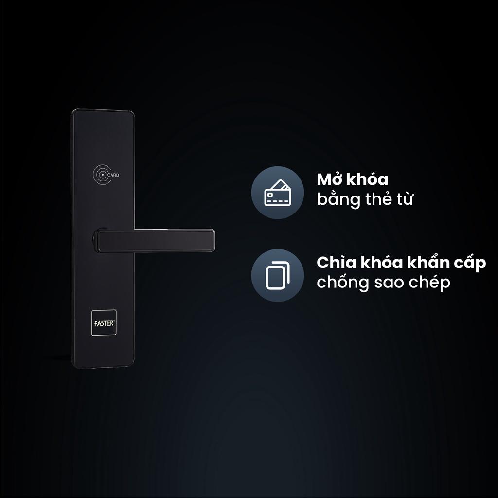 Khóa thông minh Tích hợp Đầu Đọc Thẻ HFS6080 BL FASTER mở bằng thẻ từ, chìa chống sao chép