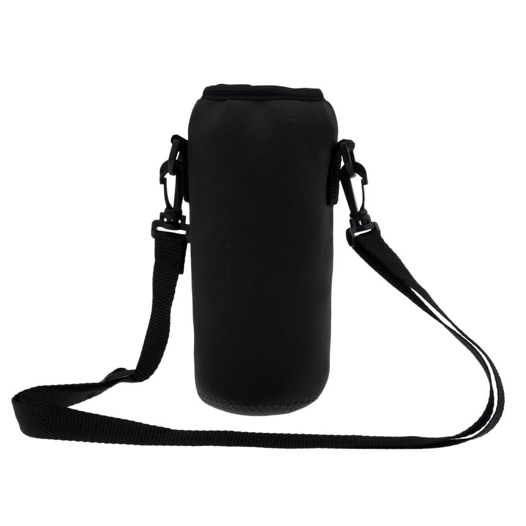 2x1000ml Sports Water Bottle Holder Sleeve Bag Neoprene Carry Pouch Case Black