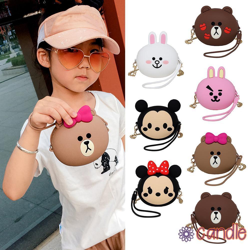 Túi Đeo Chéo Chất Liệu Silicone Họa Tiết Hoạt Hình Dễ Thương Cho Bé