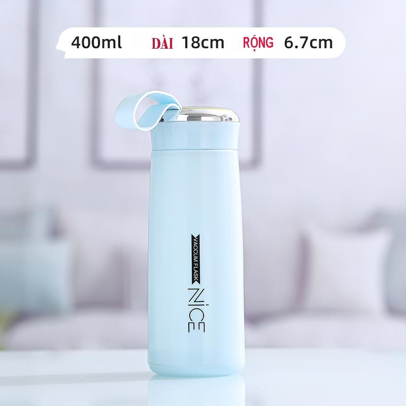 Bình đựng nước Nice bọc nhựa giữ nhiệt nhẹ 400ml, nhỏ gọn và xinh xắn đảm bảo an toàn sức khỏe - Yumeshop94
