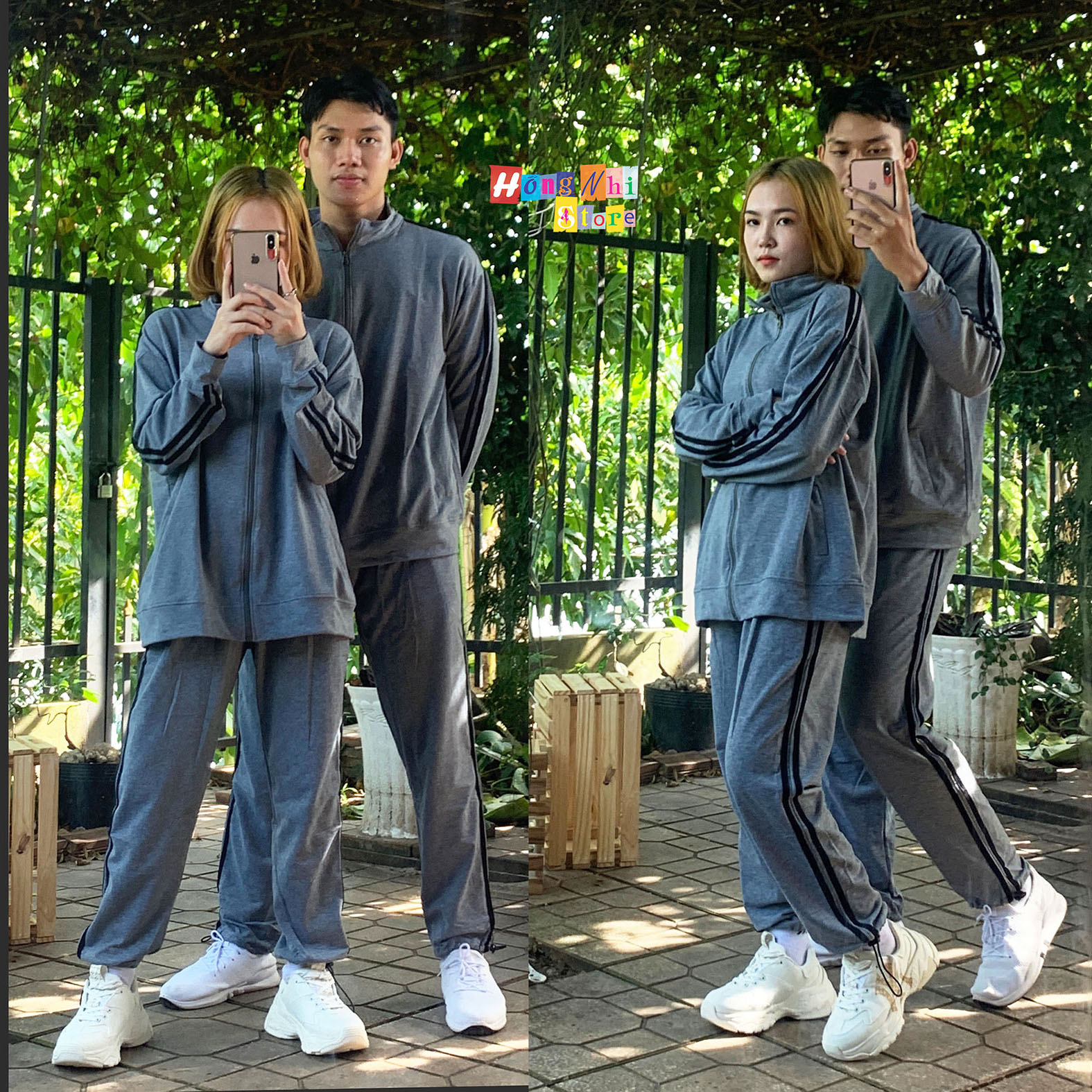 Set Bộ Thể Thao Oversize Ulzzang Unisex Áo Khoác Tay Dài Quần Jogger Dài Màu Xám Cao Cấp - MM