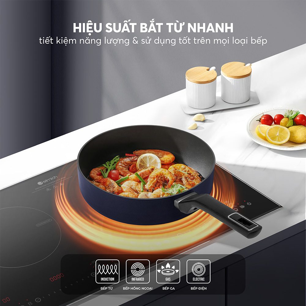Chảo Chống Dính Nhập Khẩu Elmich EL8086 EL8087 EL8088 Size 24,26,28cm, Hàng Chính Hãng - JoyMall
