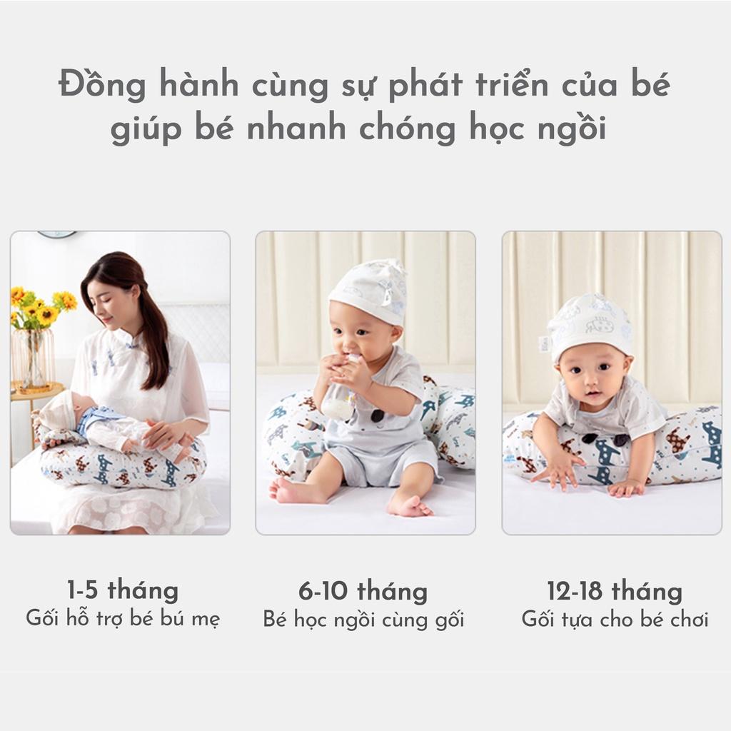 Gối cho con bú RUNA KIDS chất liệu Satin cao cấp giúp bé bú thoải mái đúng tư thế an toàn cho bé