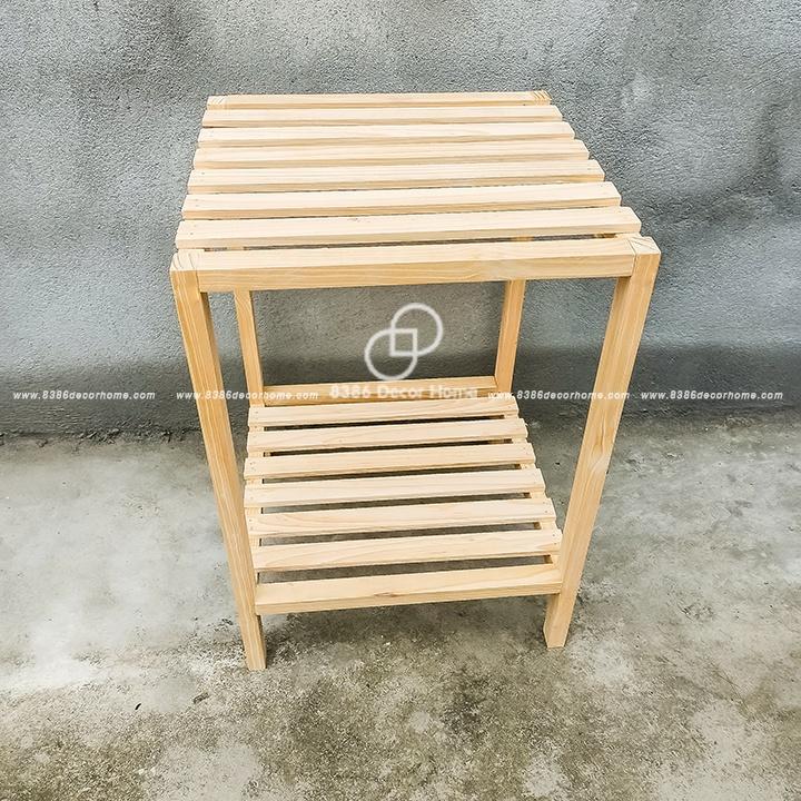 Kệ gỗ tab đầu giường đa năng, giá sách 2 tầng tự lắp ráp Kệ đầu giường gỗ thông tự nhiên