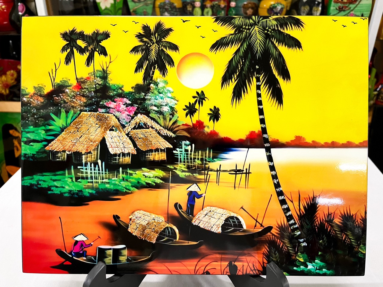 Tranh sơn mài - ĐỒNG QUÊ VIỆT NAM -Hàng xuất khẩu size 30x40 cm