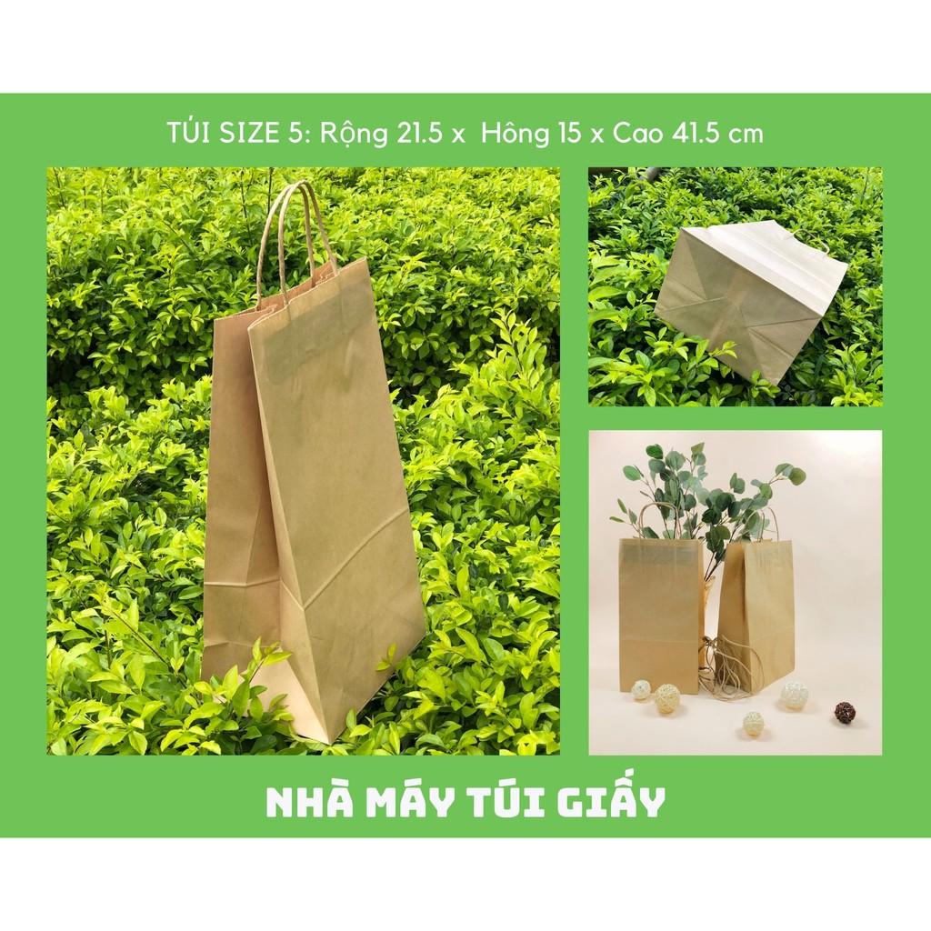 10 chiếc TÚI GIẤY KRAFT SIZE 5: 21,5x15x41,5cm CÓ QUAI