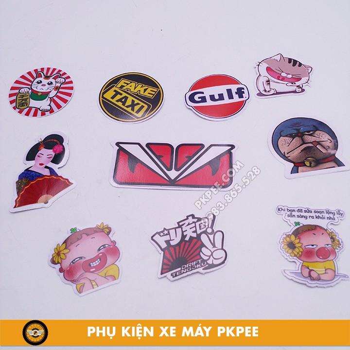 Combo Tem Sticker Dán Xe Máy, Laptop, Điện Thoại, Nón Bảo Hiểm, Chống Thấm Nước, Chống Bay Màu