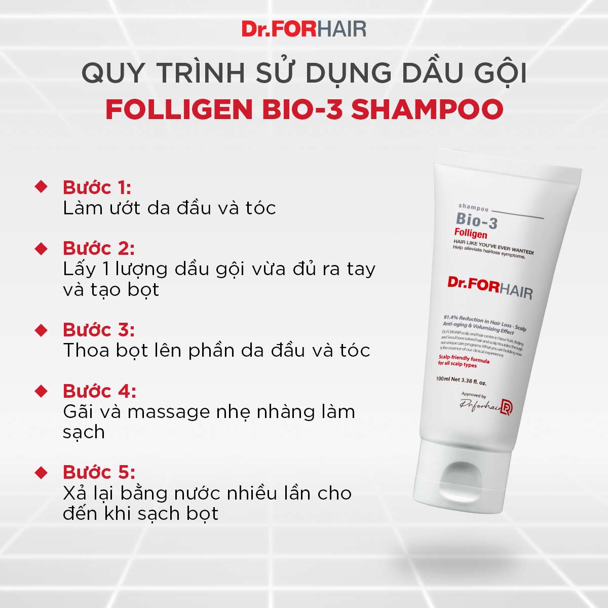 Dầu gội đầu ngăn rụng tóc chuyên sâu Dr.FORHAIR Folligen BIO-3 Shampoo
