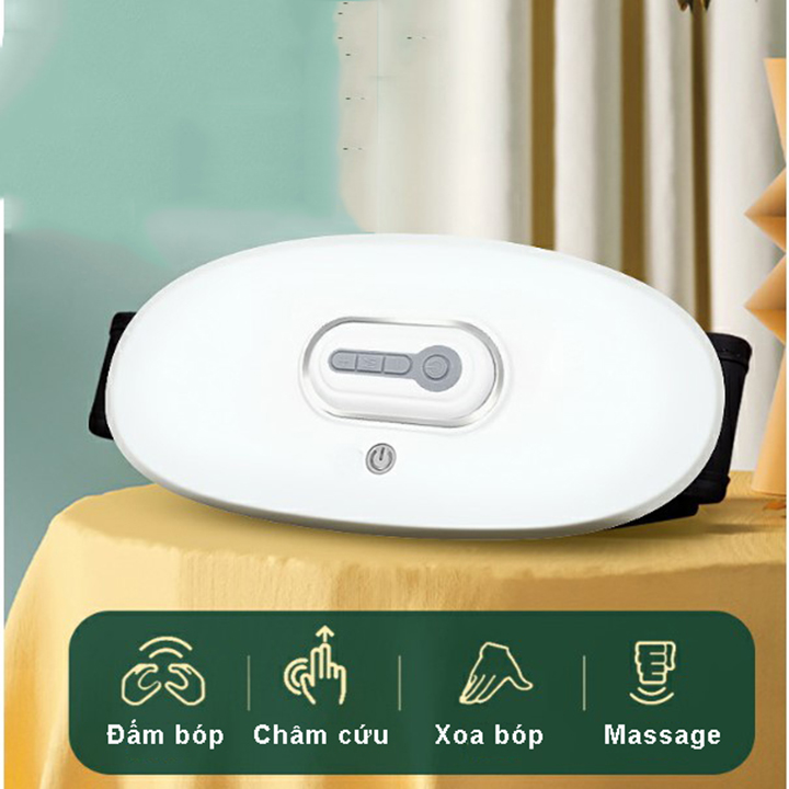 Máy massage bụng vòng eo tích hợp chức năng chườm nóng 42 độ, điều chỉnh nhiều cấp độ, điều khiển từ xa, pin sạc 1800mA
