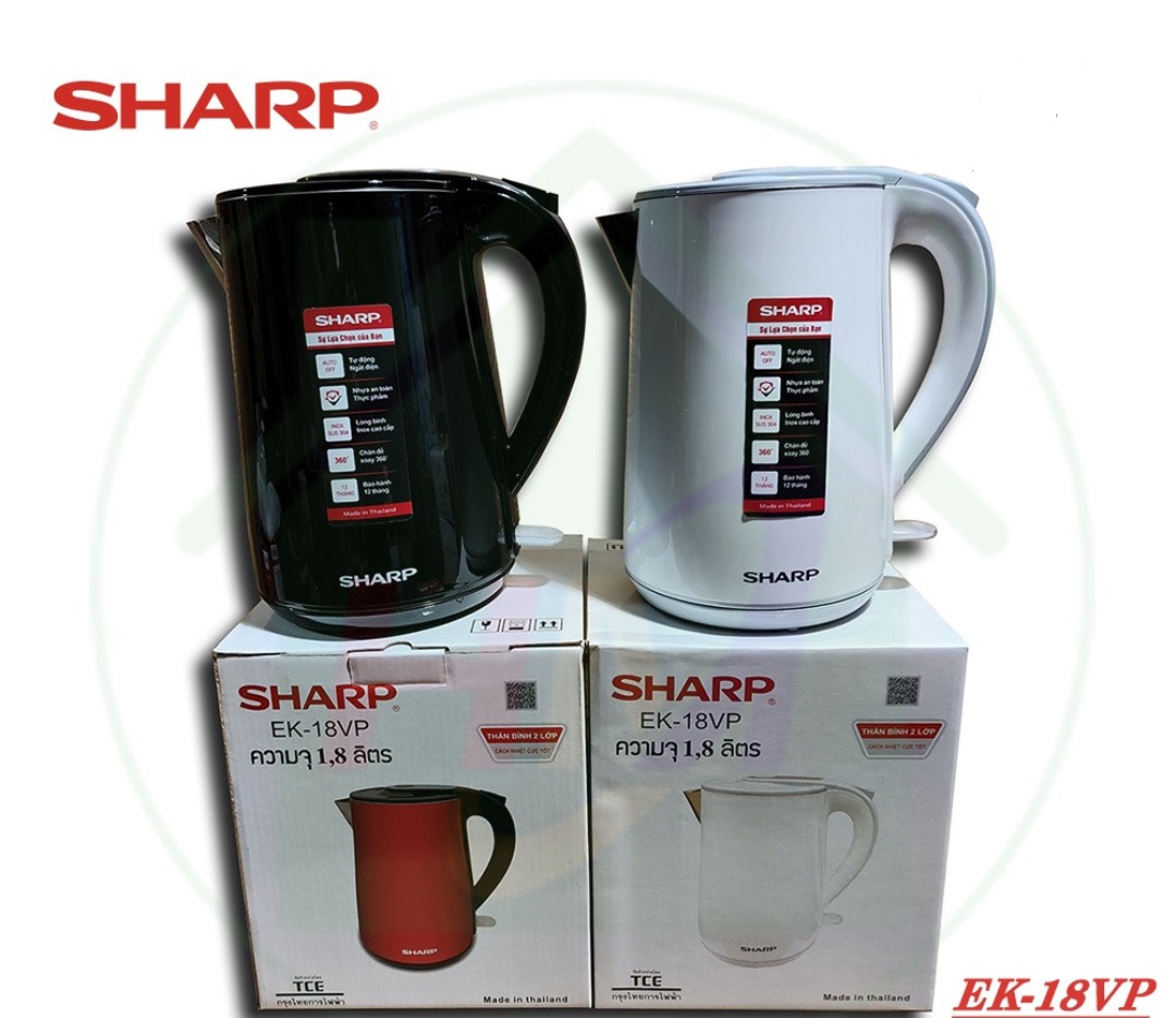 Ấm Siêu Tốc Sharp Thái Lan Cao Cấp 1.8L EK-18VP - giao mầu ngẫu nhiên