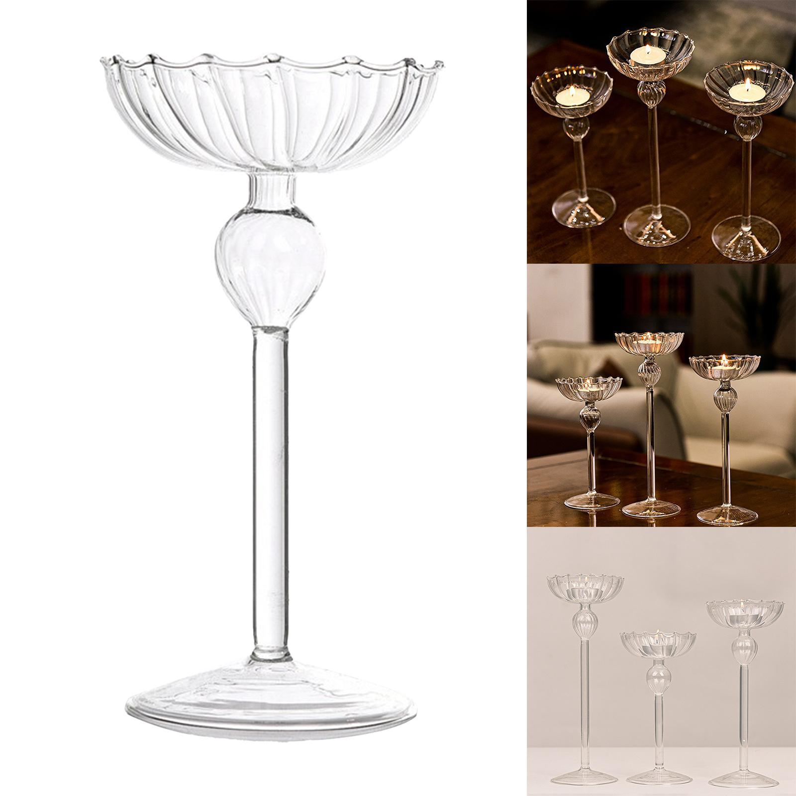 2Pcs Tealight Candle Holders Glass Candlestick Holders Table Centerpiece
