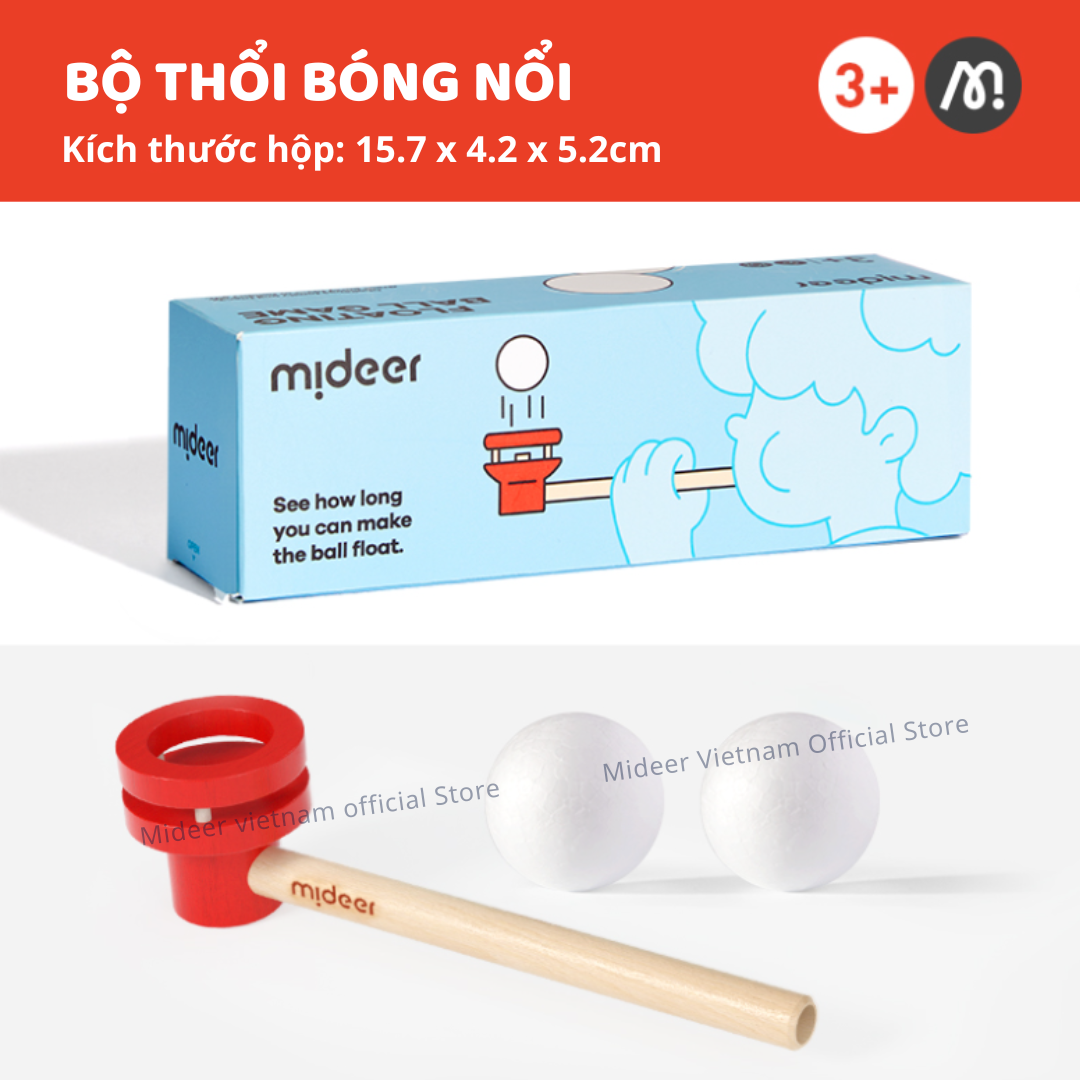 Bộ thổi bóng nổi Mideer Floating Ball Game, đồ chơi trí tuệ cho bé