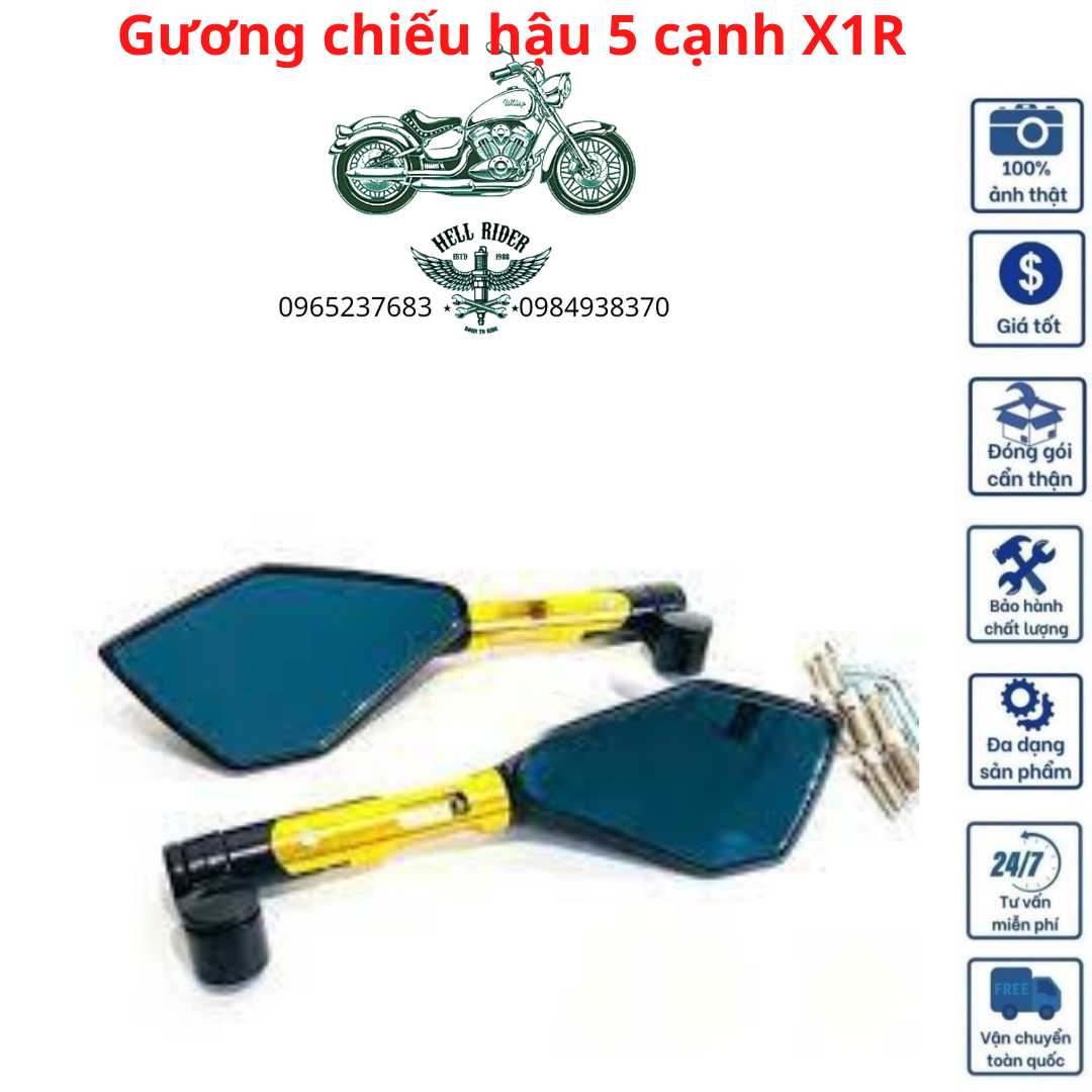 Gương 5 Cạnh  Rizoma thời trang Gắn Xe Máy có thể gập vào mặt đồng hồ xe