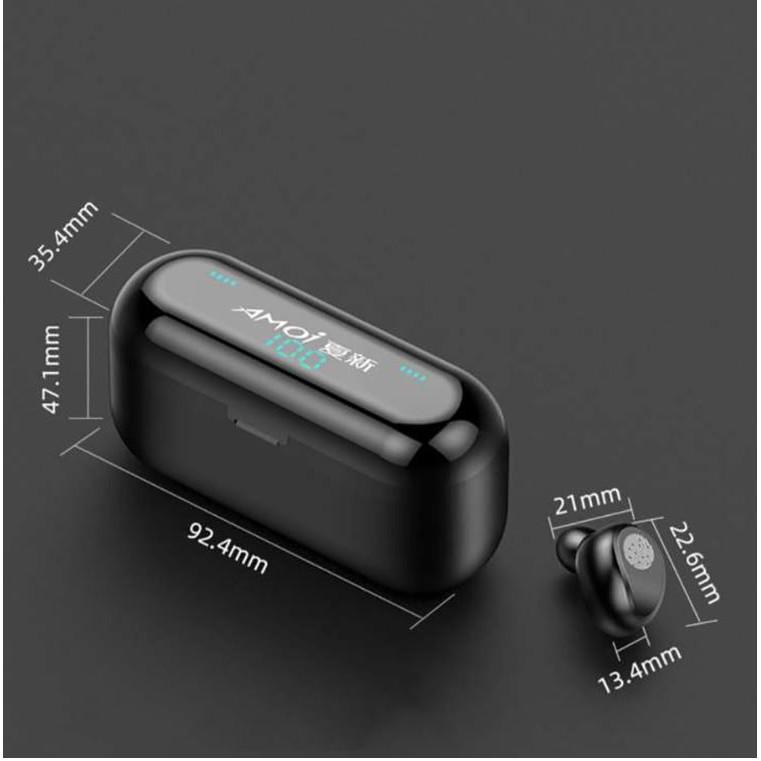 Tai Nghe Bluetooth True Wireless AMOI F9 5.0 Cảm Ứng Vân Tay, Nâng Cấp Dock Sạc có Led Báo Pin Kép - Hàng Nhập Khẩu