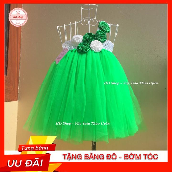 Đầm tutu cho bé ️FREESHIP️ Đầm tutu xanh hoa hồng cuốn cho bé gái