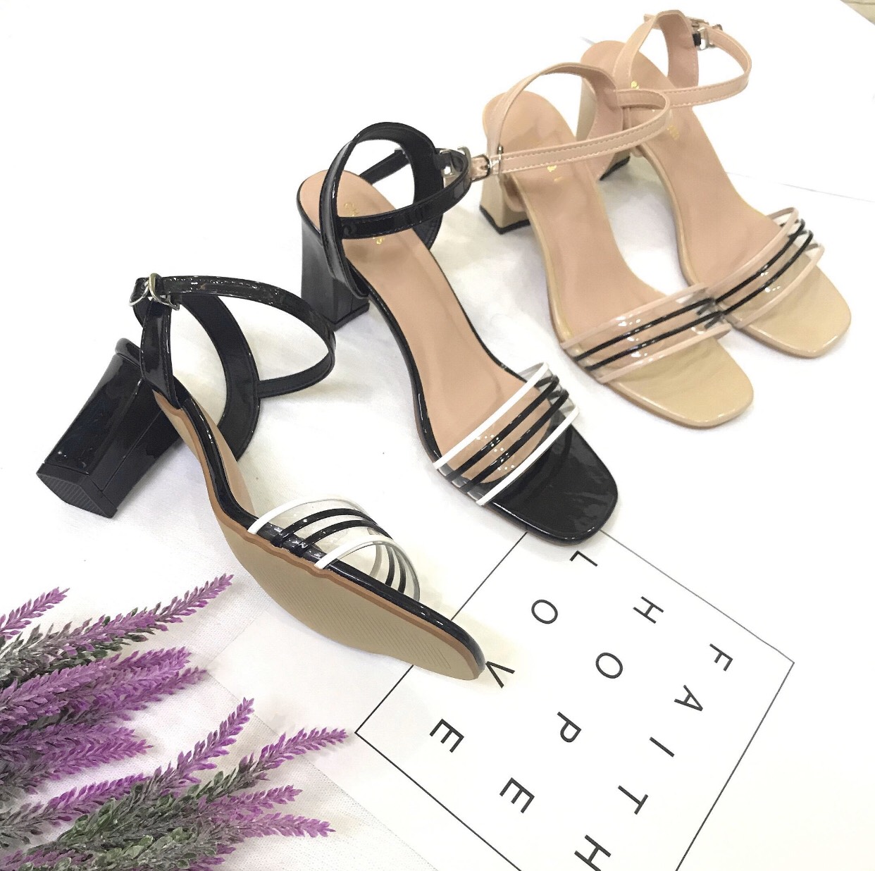 Sandal nữ quai ngang phối kẻ đế 5cm cực kỳ chắc chắn S58