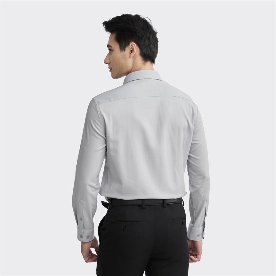 Áo sơ mi nam dài tay ARISTINO dáng Slim fit ôm vừa, màu xám solid nam tính, lịch lãm - ALS11302