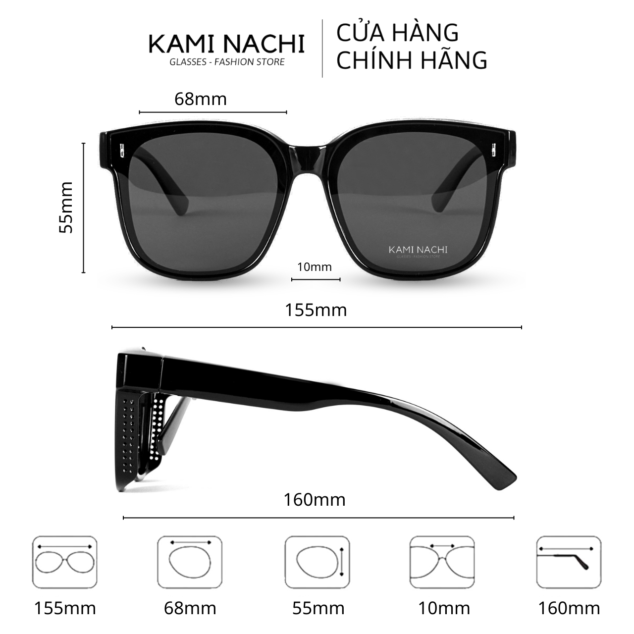 Gọng kính Shield Glasses chống phân cực, chống tia UV, có thể đeo cùng lúc với kính cận KAMI NACHI J10