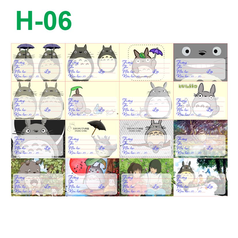 Nhãn vở set 64 nhãn vở Totoro