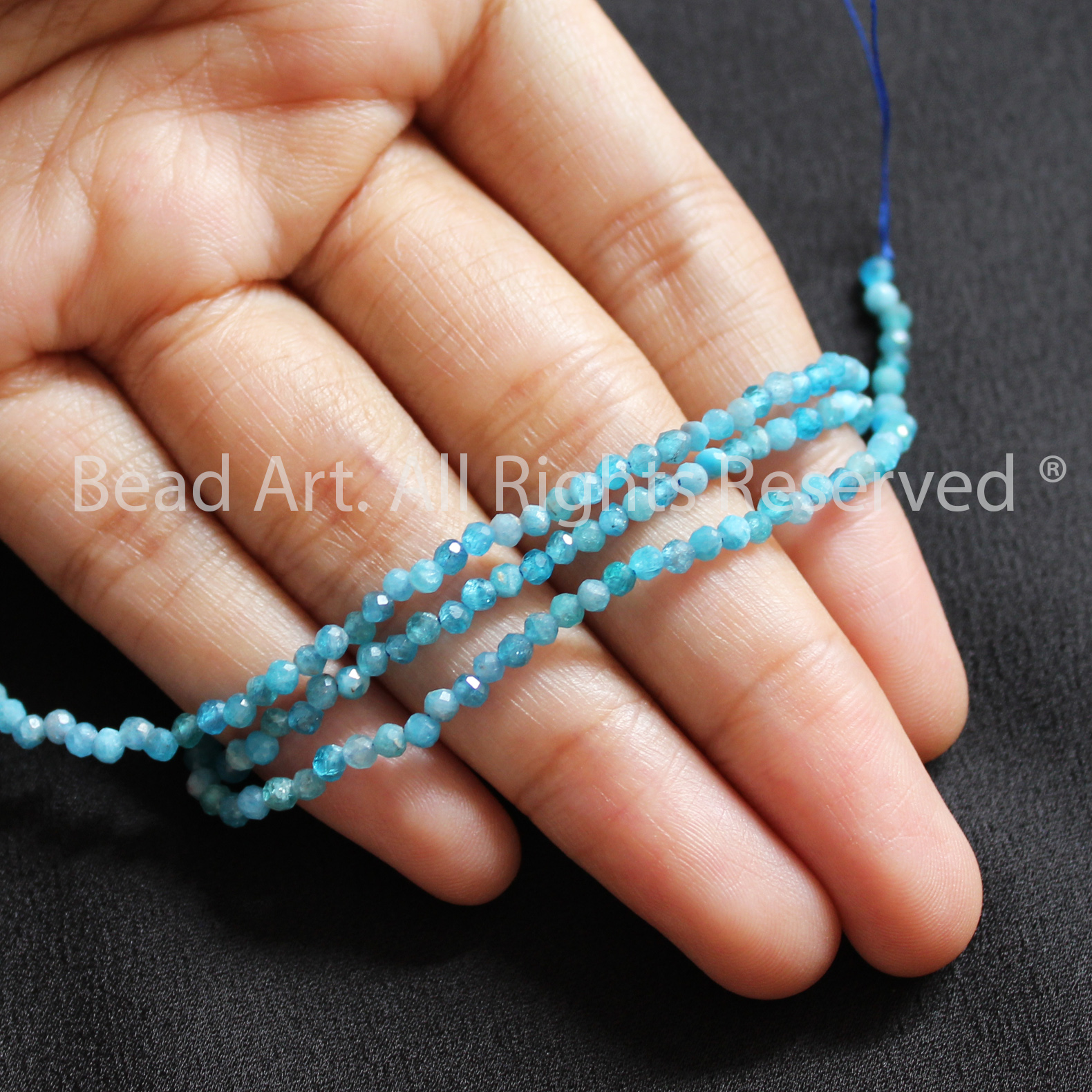 3MM Đá Apatite Xanh Biển Giác Cắt Loại A Tự Nhiên, Thuỷ, Mộc, Đá Phối Vòng Tay Phong Thuỷ, Chuỗi Hạt S50 - Bead Art