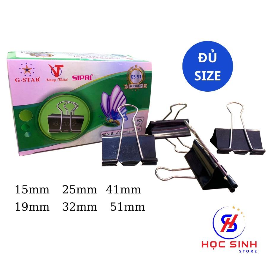 Hộp 12 Cái Kẹp Bướm 41mm Đen Gstar Size Lớn Kẹp tài liệu