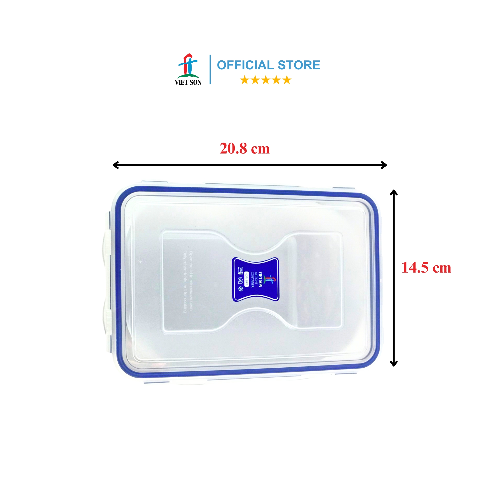 Hộp Đựng Thực Phẩm VIETSON 3200ml Nắp Khóa 4 Cạnh Kín Hơi
