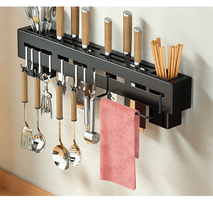 Kệ Treo Dao, Đồ Dùng Nhà Bếp Siêu Chắc Dài 51CM Kèm Miếng Dán Tường