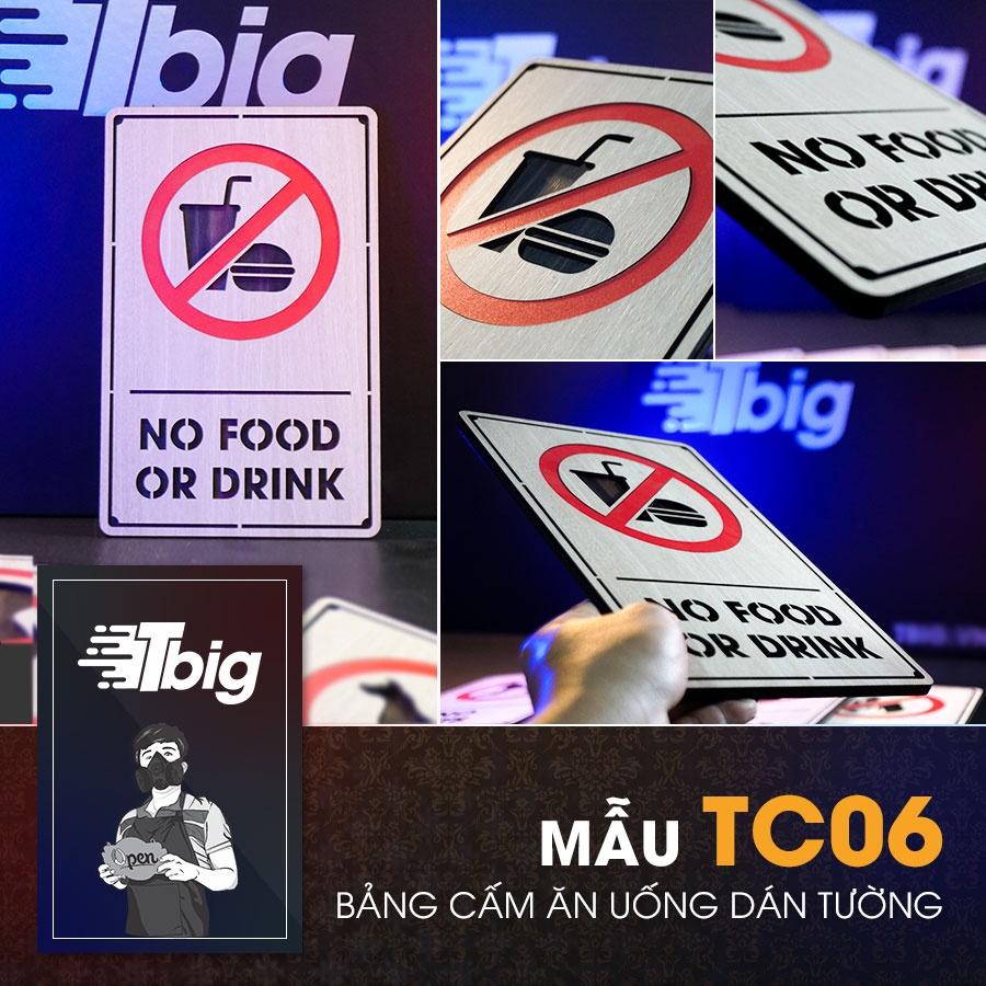 Biển no food or drink (cấm ăn uống) TC06 cắt laser có sẵn keo dán tường