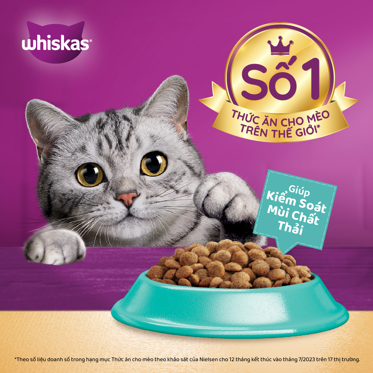 WHISKAS Indoor Formula Dry Cat Food for Adult Cats, 1.1 kg