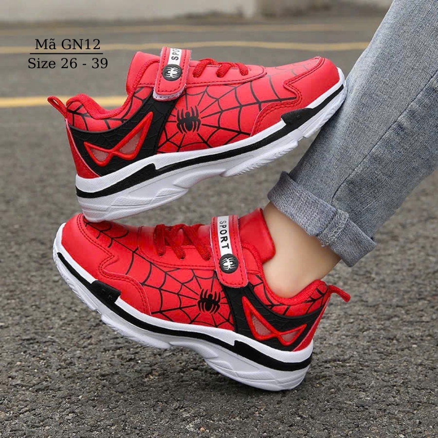 Giày siêu nhân Spiderman bé trai 3 - 12 tuổi siêu nhẹ kháng khuẩn phong cách Hàn Quốc đi học đi chơi GN12