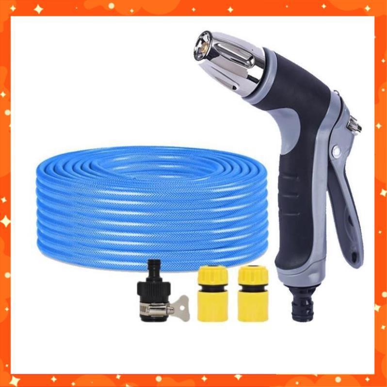 Bộ dây và vòi xịt rửa xe tưới cây tăng áp 20m (cút nhựa nối nhựa đen) 206817