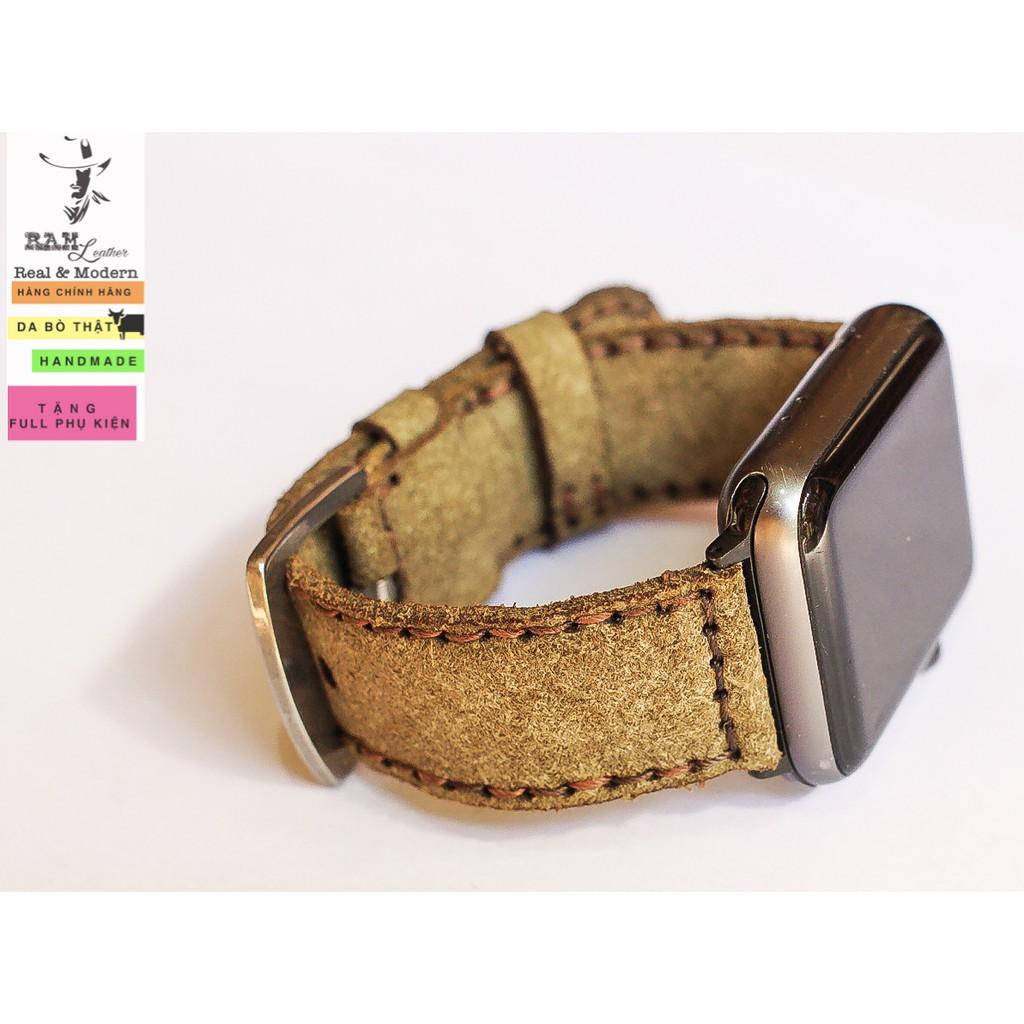 Dây apple watch da bò lộn xanh RAM Bauhaus bền chắc