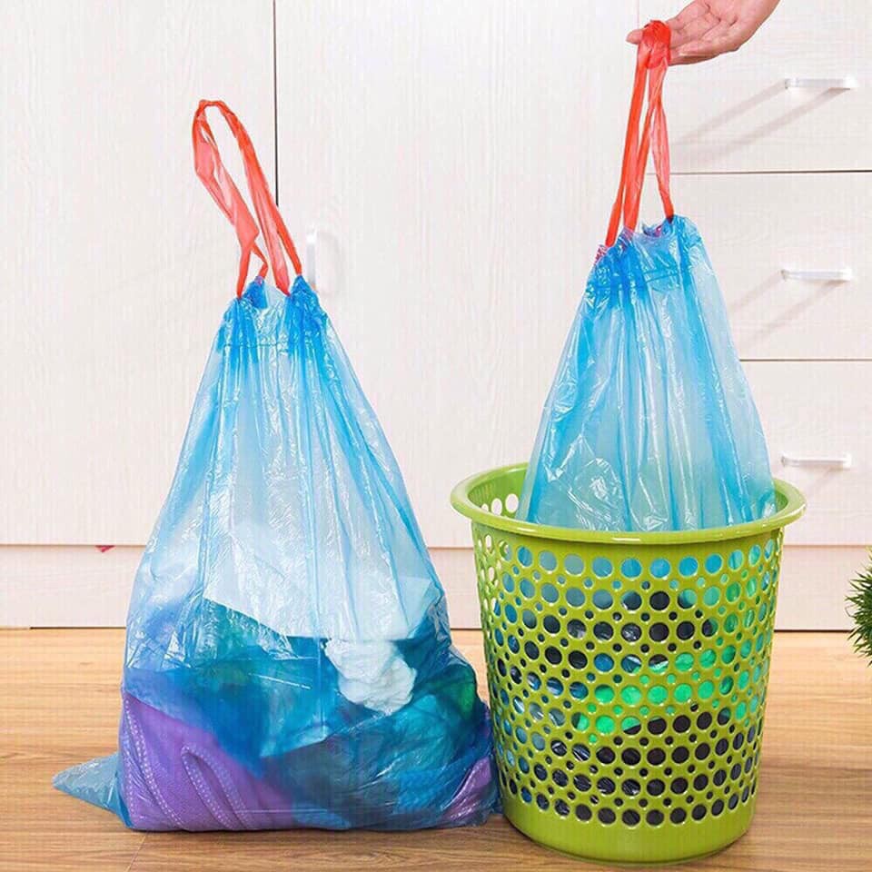 Set 5 Cuộn Túi Đựng Rác Tự Hủy Sinh Học, Có Dây Rút Tiện Dụng-48X44CM -Màu Đen