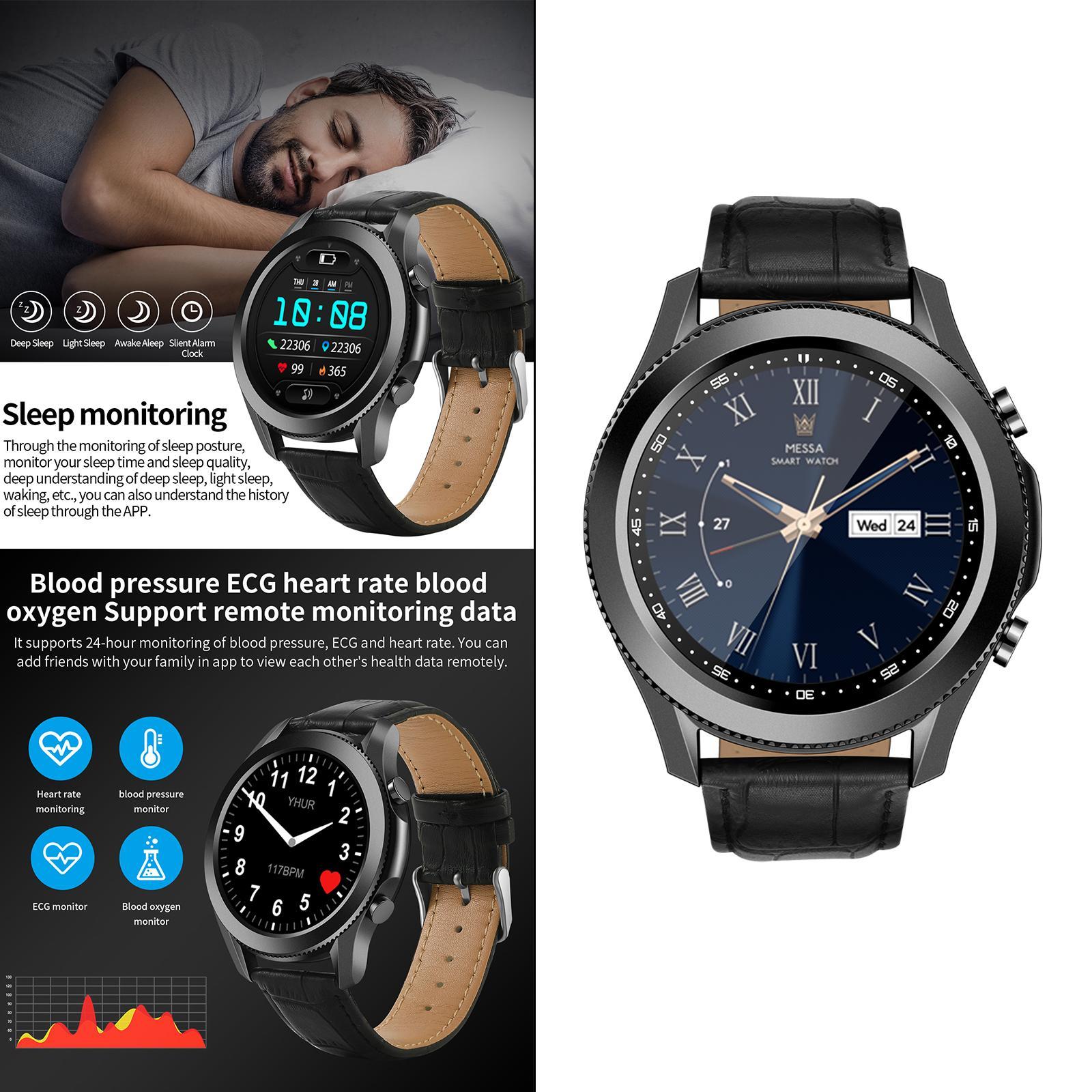 Smart Watch Fitness  ECG PPG  Pressure Sleep Monitor Black